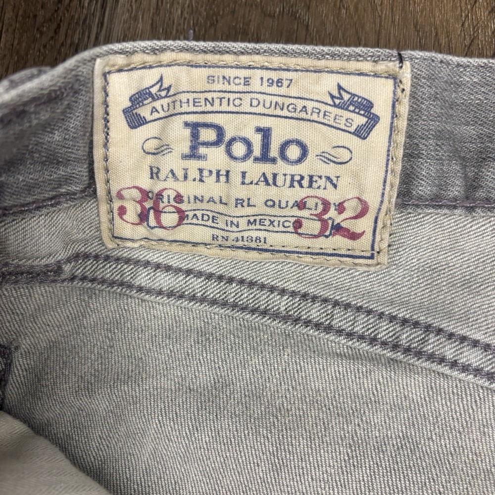 Polo Ralph Lauren Jeans Mens 36 32 Grey Varick Slim Straight Fit Button Fly - Picture 10 of 15